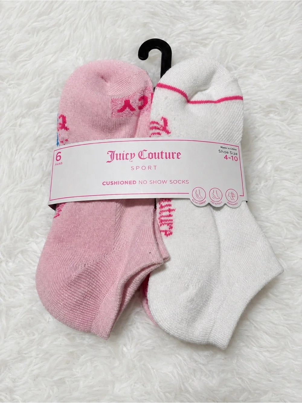 Juicy Couture Pink & White Cushioned No-Show Socks - 6 Pairs